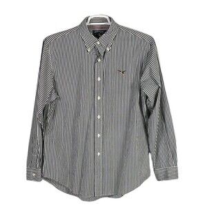 American Living Men's‎ Large Black & White Striped Long Sleeve Button Up Shirt